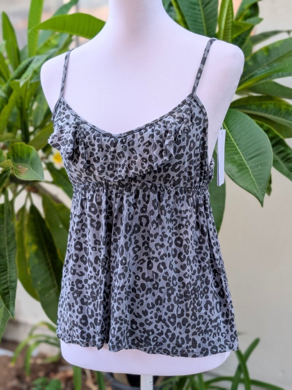 NWT CEO Intimates y2k gray animal print tank top with adjustable straps size L
